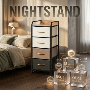 <span class=keywords><strong>Table</strong></span> de chevet <span class=keywords><strong>convertible</strong></span> moderne en tissu avec 2 tiroirs, meuble de rangement multifonctionnel pour chambre à coucher - Product Image 3