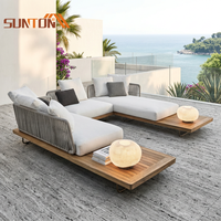 Ensemble de canapés de jardin en teck tressé sur mesure OEM, résistant aux intempéries, pour hôtels, complexes hôteliers et patios