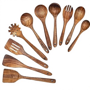 Ensemble de cuisine moderne en bois de teck pour les fêtes, cuillère et spatule de cuisine écologiques à long manche - Product Image 3