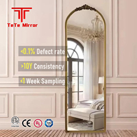 TETE Customized Bathroom <strong>Mirror</strong> Living Room Full Length <strong>Gold</strong> Dressing <strong>Mirror</strong> Wall Arch Vintage French PU Framed <strong>Mirrors</strong>