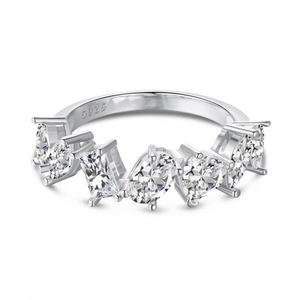 Dylam Stylish <b>Dainty</b> Women S925 Silver Rhodium 18K Gold Plated Multiple Mixed Cut Geometric 5A Cubic Zirconia Jewelry <b>Rings</b> - Product Image 1