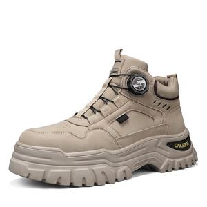 Bottes d'hiver unisexes en cuir véritable imperméables, bottines thermiques en tissu, semelle intérieure en fourrure, semelle épaisse confortable, caoutchouc EVERGREEN - Product Image 1