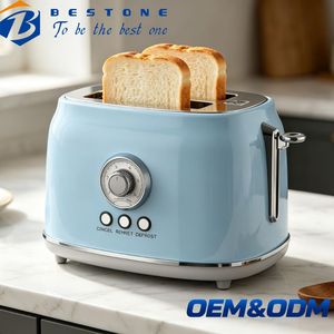 Tostadora BESTONE de 2 Rebanadas con Función de Descongelación, Recalentamiento y Cancelación, Temporizador Mecánico, Uso Doméstico, Color Azul - Product Image 1