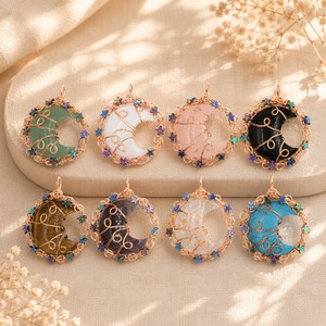 Collana con Ciondolo a Forma di Luna e Stella in Cristallo Naturale, Gioielli in Quarzo Rosa e Occhio di <span class=keywords><strong>Tigre</strong></span>, Pietre Curative Reiki - Product Image 2