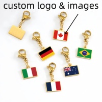 Breloques Drapeaux Nationaux Personnalisables pour Bracelets DIY – Breloques en Acier Inoxydable Plaqué Or pour Fabrication de Bijoux et Cadeaux (Vente en Gros)