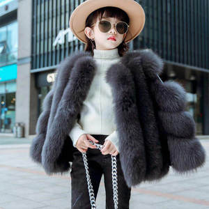 Cappotto invernale caldo <span class=keywords><strong>per</strong></span> bambini giacca in vera <span class=keywords><strong>pelliccia</strong></span> e pelle scamosciata alla moda soffice pellicce <span class=keywords><strong>per</strong></span> bambina - Product Image 2