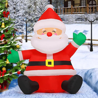 Figura Inflable Navideña Transfronteriza de Papá Noel Saludando y Sonriendo con Luz LED Iluminada