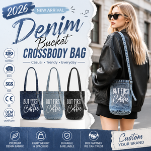 Bolso de Hombro de Mezclilla Lavada, Bolso Cruzado de Algodón, Bolso de Jean Resistente para Mujer, Bolso de Compras Moderno y Ecológico - Product Image 1