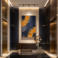 Décoration murale sur toile faite main, paysage abstrait moderne à texture 3D, tableau luxueux arbre de vie à feuille d’or