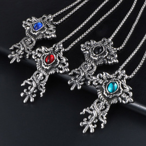 Chinese Style Double Dragon <b>Cross</b> Pendant Tibetan Silver Four Color Jewelry SP503 - Product Image 4