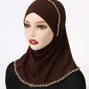 Hijab extensible Écharpe instantanée Bonnet en jersey tricoté Hijab musulman islamique Bandeau Hijab extensible Couvre-chef Turbante