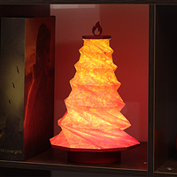 Lampe de table décorative en papier pliable à effet de feu de Noël - Lampe de nuit en bois et papier rechargeable de luxe pour la maison et l'hôtel