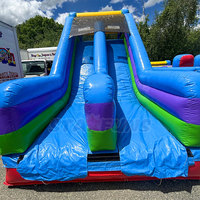 Parcours d'obstacles gonflable commercial pour enfants, jeux de sport en plein air, combo de glissades gonflables, parcours d'obstacles gonflable
