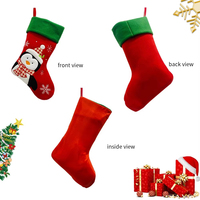 Bas de Noël en feutre rouge ODM de haute qualité avec flocon de neige géant Santa bonhomme de neige motif pingouin décoration de broderie