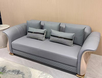 Elegante sofá curvo con diseño de muebles de cuero azul de alta calidad de 123 plazas con laca trasera beige Sofá modular de arte seccional
