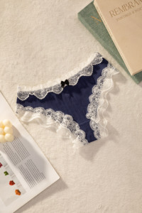 In Stock di cotone 5 pezzi Set di pizzo a contrasto di colore Bikini a coste taglio <span class=keywords><strong>brasiliano</strong></span> biancheria intima <span class=keywords><strong>slip</strong></span> per <span class=keywords><strong>donna</strong></span> <span class=keywords><strong>donna</strong></span> papillon - Product Image 5