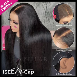 Perruque ISEE M <span class=keywords><strong>Cap</strong></span> <span class=keywords><strong>Wig</strong></span> 9x6 Lace Wear & Go sans colle, vente en gros, bonnet 3D, pré-coupée, pré-décolorée, lisse soyeuse, perruques HD Lace pour femmes - Product Image 2