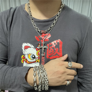 yunnique Men's Two Tone Gold And Silver Cross Pendant With Jesus Christ Design For Everyday Wear Stainless Steel Necklace 120177 - Product Image 3