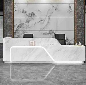 Modern Design Modular Reception Counter Storage Front Office <b>Desk</b> Natural White Marble <b>Small</b> Salon - Product Image 3
