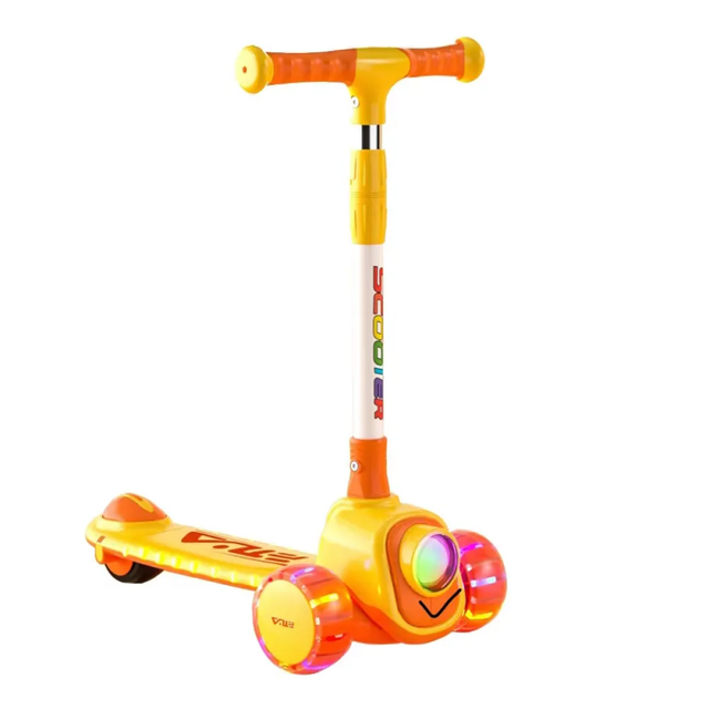 High Quality Foldable Children's Scooter Scooter Kids PU LED Luminous 3 Wheels Kids' Baby Kick Scooters