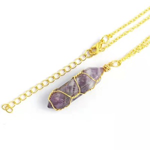 Collier avec pendentif en fil d'acier fait à la main, pierre naturelle, bijoux à la mode pour <span class=keywords><strong>jeunes</strong></span>, 1 pièce - Product Image 5