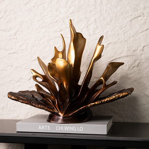 Accessori da Scrivania Moderni Fatti a Mano, Oggetti Decorativi di Lusso <span class=keywords><strong>per</strong></span> <span class=keywords><strong>Ufficio</strong></span>, Scultura Floreale in Resina Dorata Antica, Decorazione <span class=keywords><strong>per</strong></span> la Casa - Product Image 2