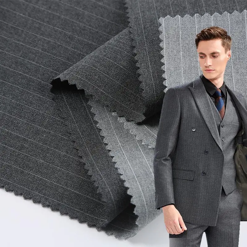 Fabriek Gemaakt 200gsm-300gsm Uniform Doek Polyester Rayon Viscose Tr Check Gestreepte Kostuum Voor Mannen Pak Voor Broek