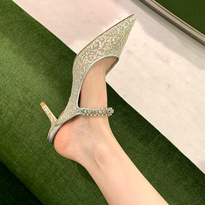 Mules à talons hauts en cuir verni pour femme Muller Shoes 2025 – Sandales d'été à bout pointu, demi-chaussons, semelle intermédiaire en caoutchouc - Product Image 3