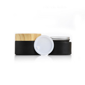 Crema facial <span class=keywords><strong>hidratante</strong></span> para el cuidado de la piel, frasco de vidrio de lujo con tapa de grano de madera, color negro mate, 50g, 50 Ml - Product Image 4