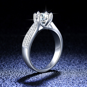 Gra certifié 0.5 1 2 3 CT D couleur VVS clarté reine mariage bague en argent Sterling Six broches Moissanite <span class=keywords><strong>diamant</strong></span> bague de fiançailles - Product Image 3
