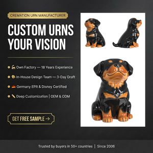 Urna de Cerámica de Alta Gama para Cenizas Caninas, Diseño de Cachorro Sentado, Recuerdo Conmemorativo, OEM ODM, Recuerdo Personalizado por la Pérdida de una Mascota para Europa - Product Image 1