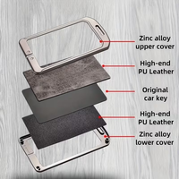Nouvelle coque de protection pour clé de voiture en alliage de zinc et cuir avec NFC pour Tesla Model Y Model 3, accessoires intérieurs de voiture