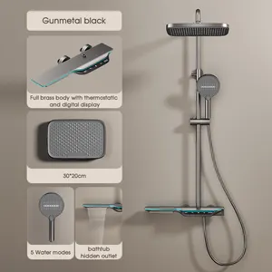 Ensemble de mélangeur de douche froide et chaude de robinet de douche de salle de bains exposée de conception carrée avec le corps en laiton