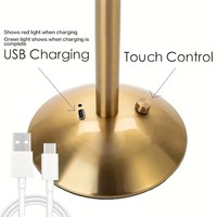 Lampe de Table Rétro en Métal LED de Haute Qualité, Rechargeable USB, Sans Fil, Veilleuse pour Chambre, Restaurant, Résine, Ambiance Chaleureuse, à Batterie