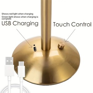 Đèn bàn kim loại cổ điển LED chất lượng cao, sạc USB, không dây, đèn ngủ cho phòng ngủ, nhà hàng, chất liệu nhựa, tạo không khí ấm cúng, dùng pin - Product Image 6