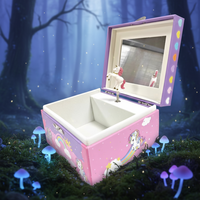 Boîte à musique rotative de luxe écologique en forme de cheval, à manivelle, avec miroir en papier, design musical personnalisé, pour décoration intérieure et bijoux, vente en gros
