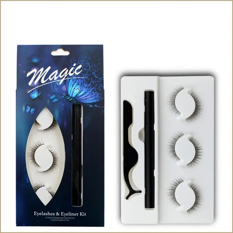 3 pairs kirpik sihirli yapıştırıcı eyeliner kalem sihirli eyeliner kirpik tutkal kutusu ile tam şerit kirpikler
