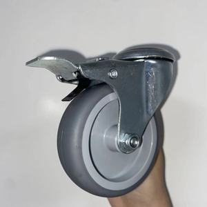 SQ Castor 50 75 100 mm TPR <span class=keywords><strong>Caster</strong></span> kleine drehbare Rollen Rollen weiche gery Gummi Bolzen loch Rollen Räder mit Bremse - Product Image 3