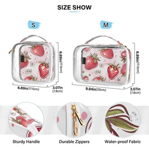 Hawaii Custom Puakenikeni LeiVintagePink Cute Strawberry 2-piece Transparent <b>Makeup</b> <b>Storage</b> Bag Travel Toiletry Bag - Product Image 4