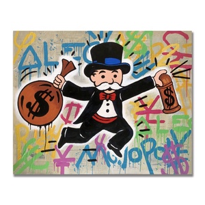 Envío Directo, Decoración Hecha a Mano para Sala de Estar, Arte de Grafiti Urbano, Arte de Pared Divertido, Arte de Grafiti de <span class=keywords><strong>Alec</strong></span> Monopoly, <span class=keywords><strong>Cuadros</strong></span> de Dinero - Product Image 1