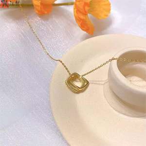 <span class=keywords><strong>Hifive</strong></span> Fashion Femmes Plaqué Or Anneau Fermoir Pendentif Hip Hop Chaîne En Acier Inoxydable Collier Réglable - Product Image 3