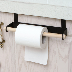 Porte-serviettes pour porte d'armoire de cuisine, sans perçage, support de rangement sans trace pour cuisine et salle de bain, blanc et noir - Product Image 2