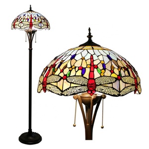 LongHuiJing - Pantalla de Lámpara Hecha a Mano de 16 Pulgadas, Diseño de Libélula Azul Multicolor, Estilo Tradicional, LED, Vidrio Teñido, E26/E27 - Product Image 3