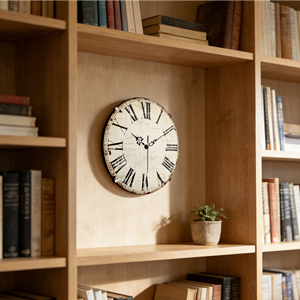 Reloj de pared auténtico de cristal convexo color marfil de 8 pulgadas, estilo antiguo vintage para cabaña rústica, casa de campo tradicional o granja. - Product Image 3