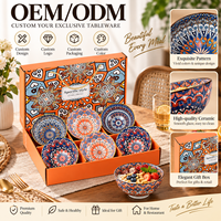 Ensemble de 4 bols en céramique de style bohème marocain, écologiques, sans BPA, résistants à la chaleur, compatibles micro-ondes et lave-vaisselle
