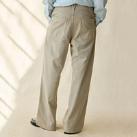 Pantalon Baker Homme Automne 2026 en Coton Sergé Chevrons 100% Lavé, Coupe Large, Taille Mi-Haute, Poches Plaquées, Décontracté, Logo Personnalisé