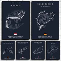 Tableau sur toile Circuit de Formule 1 Imola Monaco, Art mural F1, Affiche nordique, Nature morte abstraite, Esthétique, Écologique, Haute qualité