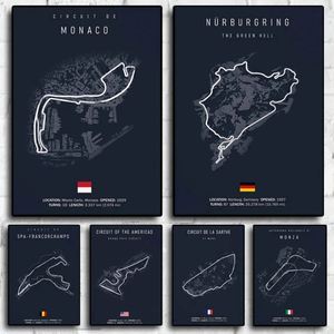 ภาพพิมพ์บนผ้าใบลายสนามแข่งรถฟอร์มูล่า 1 อิโมลา โมนาโก ศิลปะติดผนัง F1 โปสเตอร์สไตล์นอร์ดิก ภาพนามธรรม ภาพนิ่ง สวยงาม เป็นมิตรกับสิ่งแวดล้อม คุณภาพสูง - Product Image 2