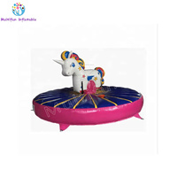 Élastique gonflable licorne pour jeu d'équitation de taureau de rodéo avec kits de réparation de corde de traction en PVC inclus; Livré avec ventilateur