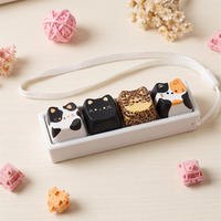 Keycap Fidget Clicker à thème chat mignon, 4 touches, pour clavier mécanique, artisanal, anti-stress, porte-clés pour sac à dos